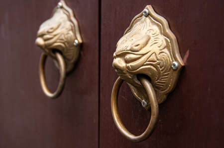 Chinese door handles knocker detailsの写真素材