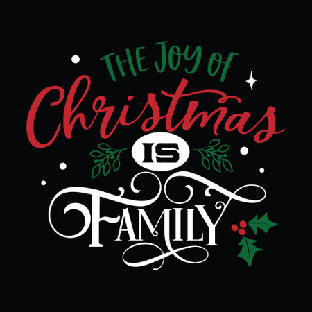 The joy of Christmas is family typography t shirt design Vol 2, marry christmas typhography tshirt design, tee print, t shirt design, christmas Joy, jesusのイラスト素材