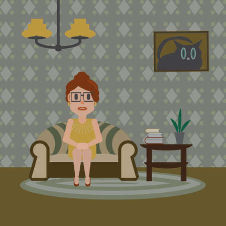 Woman sitting on a sofaのイラスト素材