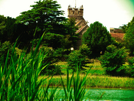 Causeway with Churchの写真素材