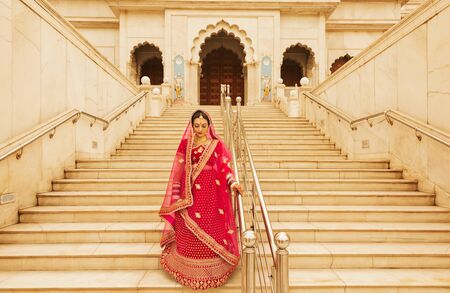 Portrait of a woman in a traditional indian outfitの写真素材