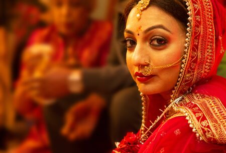 Portrait of a woman in a traditional indian outfitの写真素材