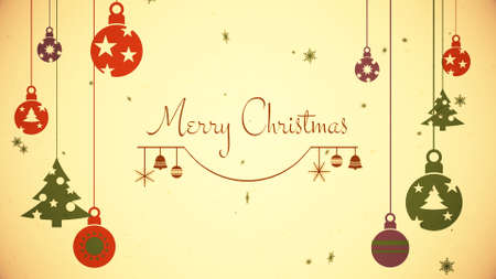 Flat 2d christmas background illustration with merry christmas textの写真素材