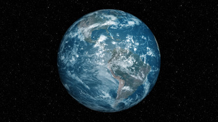 3d render of earth viewed from spaceの写真素材