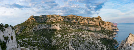 panorama shot of the Calanque de Morgiou, one of the biggest calanquesの写真素材