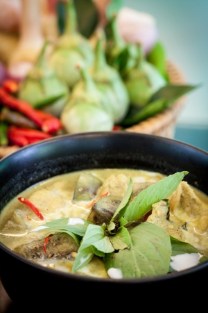 Thailand food Green curry Chicken Intense soupの写真素材