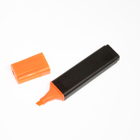 Multicolored highlighters. Isolated on white backgroundの写真素材