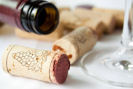 wine corks on white backgroundの写真素材