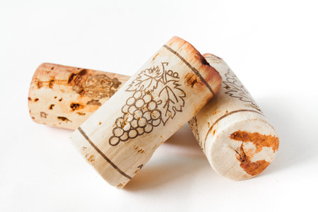 wine corks on white backgroundの写真素材