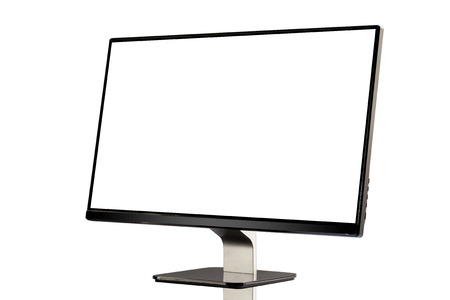 Computer display with blank white screenの写真素材