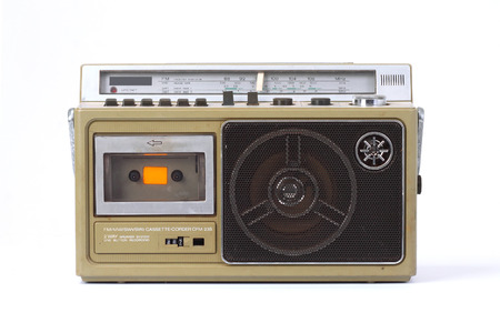 retro ghetto blaster isolated on white background.の写真素材