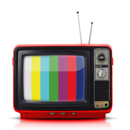 Vintage style old television isolated on white background.の写真素材