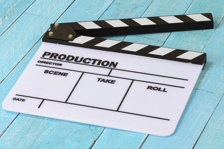 Blank movie clapper board, slate film.の写真素材
