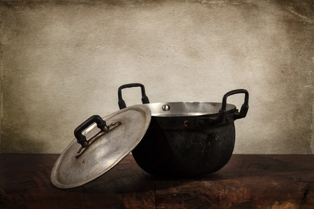 the still life old black potの写真素材