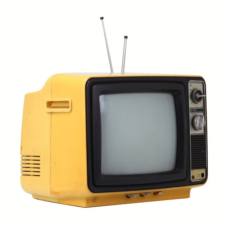 Vintage style old television isolated on white background.の写真素材