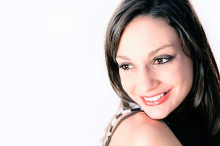 Portrait of pretty young smiling womanの写真素材