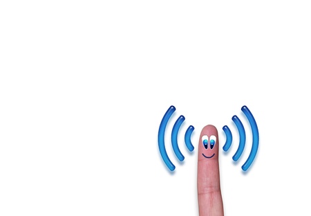 Wireless network wifi finger metaphorの写真素材