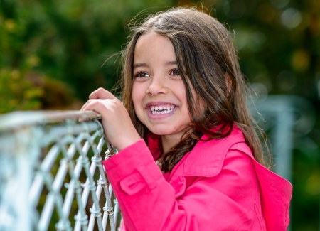 Summer natural portrait of a happy pretty little girlの写真素材