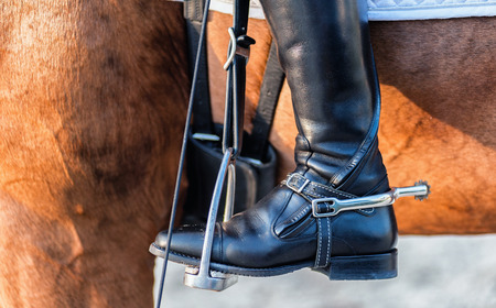detailed view of a boot rider with spurs wheelの写真素材