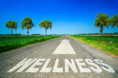 metaphor illustrating on the road the wellness and good health