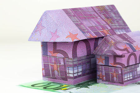 Real estate concept with Euro bank notes Houseの写真素材