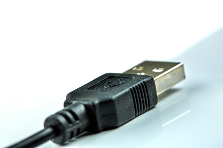 Closeup on USB cable, isolated on whiteの写真素材
