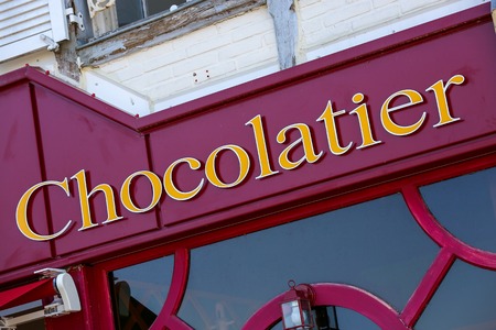 frontstore of an french chocolate shopの写真素材