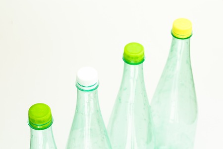 Closeup of Plastic bottles isolated on whiteの写真素材