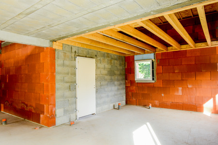 A nice presentation picture of an under construction houseのeditorial素材