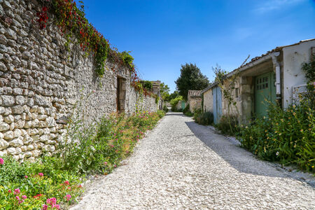 lonely street on Talmont, a french village from Aquitaine regionの写真素材