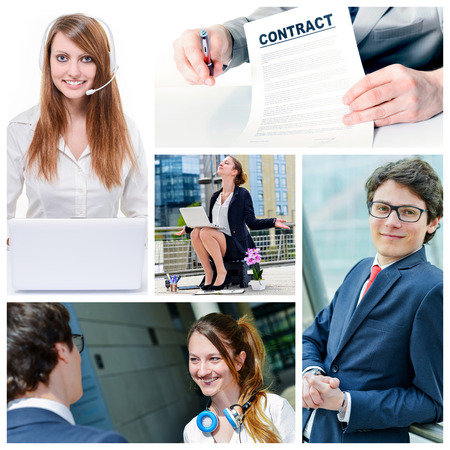 collage of attractive young business peopleの写真素材