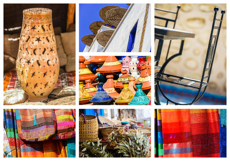 colorful collage and composition of objects or typical places of Moroccoの写真素材