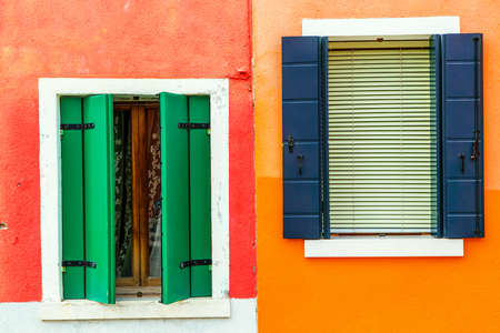 Colorful window of a house on the Venetian island of Buranoのeditorial素材
