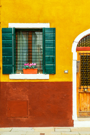 Colorful window of a house on the Venetian island of Buranoのeditorial素材
