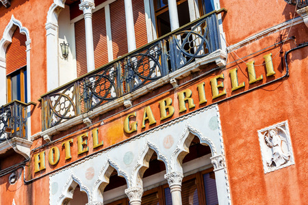 VENICE, ITALY - March 19 - Facade of a luxury hotel Gabrielli on March 19, 2015 in Venice, Italy.のeditorial素材