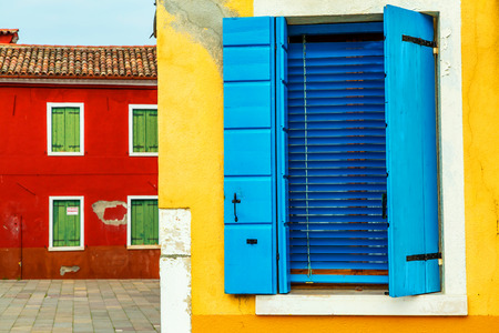 Colorful window of a house on the Venetian island of Buranoのeditorial素材