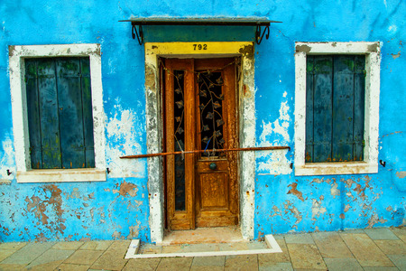Old  house on the Venetian island of Buranoのeditorial素材