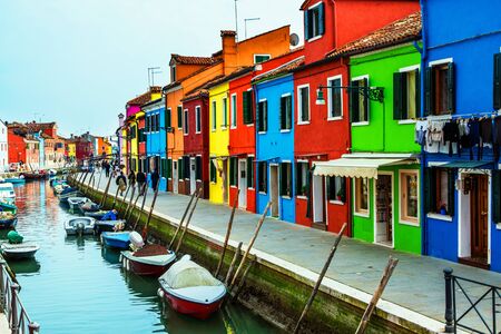 Colorful houses on the Venetian island of Buranoのeditorial素材