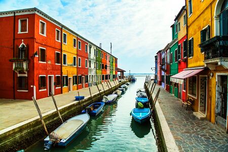 Colorful houses on the Venetian island of Buranoのeditorial素材