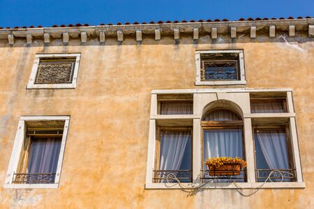 Beautiful venetian windows of a typical Venetian house, Italyのeditorial素材
