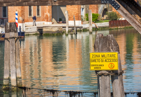 Military area Entrace of the Arsenale of Venice, Italyの写真素材