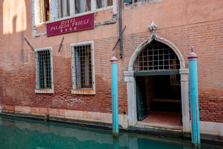 VENICE, ITALY - MAR 19 - Facade of a luxury hotel on Mars 19, 2015 in Venice, Italy.のeditorial素材