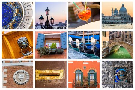 Colorful collage of veniceの写真素材