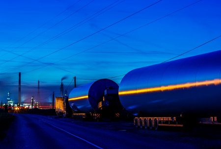 Night View on Oil refinery unit in the countrysideの写真素材