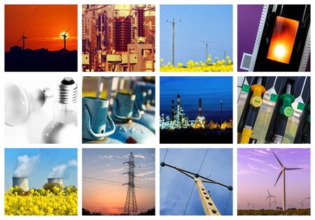 Collage of Power and energy conceptsの写真素材