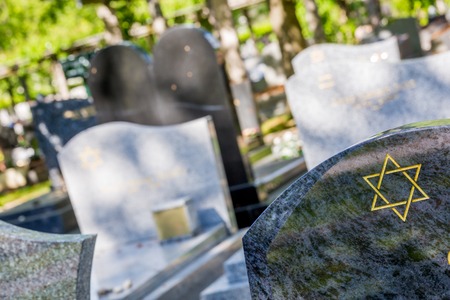 Jewish cemetery: Star of David on the tombstoneの写真素材