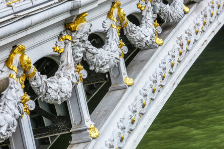 close up on Alexandre III bridge in Paris, Franceの写真素材