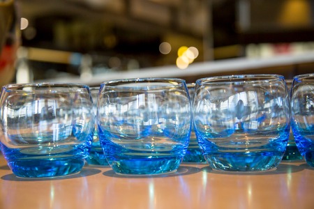 Collection of pure, empty glasses for waterの写真素材