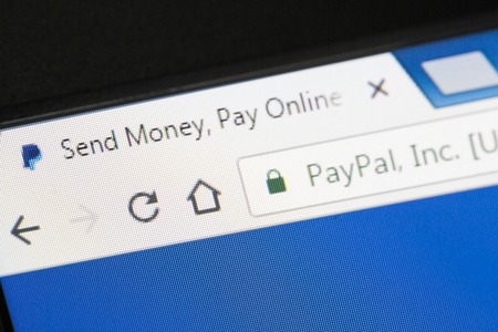 Paris, France - January 03, 2017 : PayPal homepage on the computer screen. PayPal is an online payments systemのeditorial素材