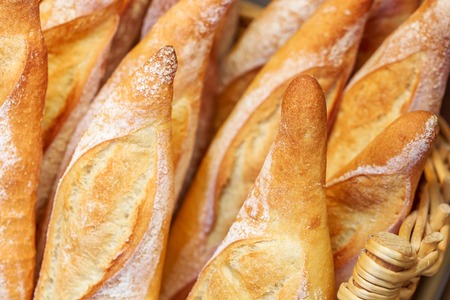 French baguettes in traditional bakeryの写真素材